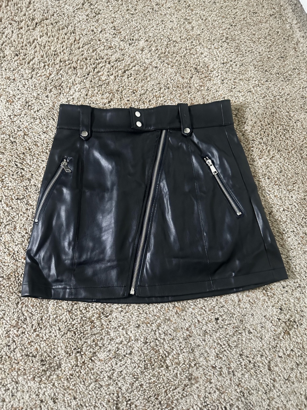Black Zara Faux Leather Mini Skirt